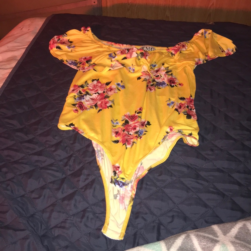 Yellow  body suit with flowers